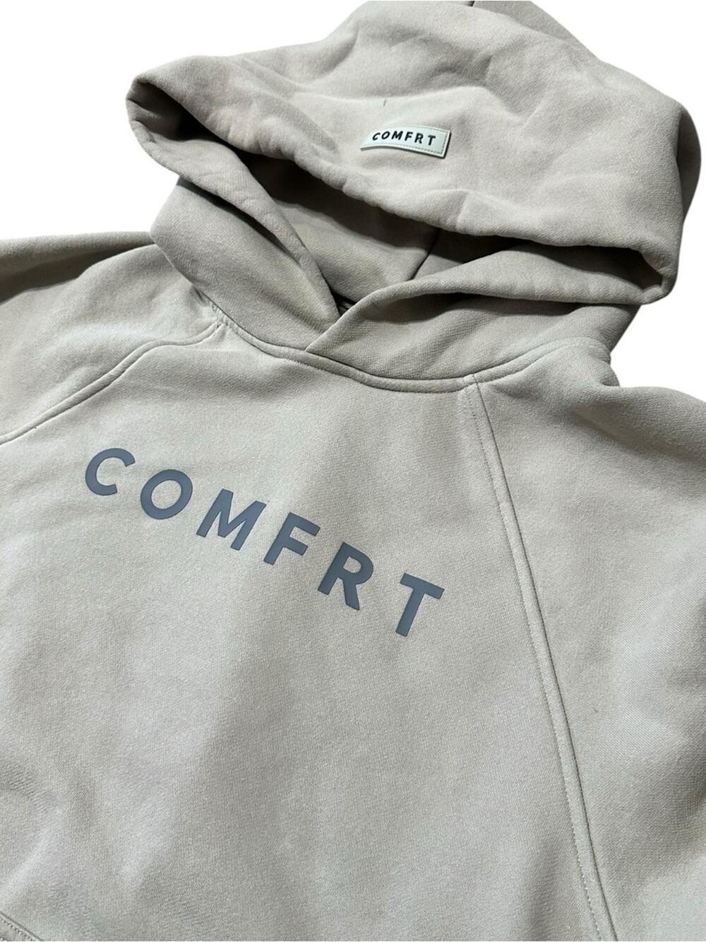 COMFRT Women's Uni-Sex Size M Cement Beige Tranquil Hooded Hoodie Sweatshirt